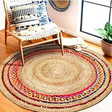 Alfombra redonda de mezcla de algodón y yute alfombra de aspecto rústico moderno alfombra de diseño multicolor  segunda mano  Embacar hacia Argentina