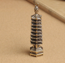 Chinese Old brass handmade pagoda statue collection desktop ornament for sale  Shipping to South Africa