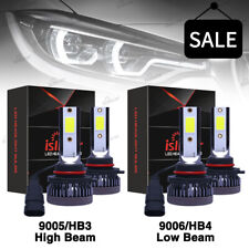 Used, 4PCS 9005 9006 LED Combo Headlight Kit Bulbs 6000K Cool White COB High Low Beam for sale  USA