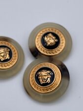 Buttons Set 3pcs 25mm Replacement Buttons Metal Gold Brown Logo Versace for sale  Shipping to South Africa