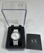 Reloj para mujer Armani Exchange correa de silicona blanca envuelta AX5070 NECESITA BATERÍA, usado segunda mano  Embacar hacia Mexico