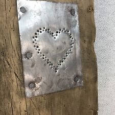 Vintage Natural Wood Plank W/Metal Sheet Hammered Heart Home Decor Hanging for sale  Shipping to South Africa