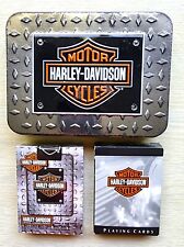 CARTÕES DE JOGO HARLEY-DAVIDSON (x2)-CAIXA DE METAL-LOGOTIPO-MOTOCICLETA-VINTAGE-1999, usado comprar usado  Enviando para Brazil