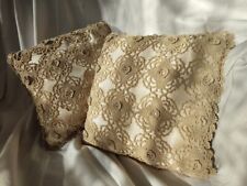 Conjunto de travesseiro de cetim vintage bege crochê renda floral quadrado algodão conjunto com 2 peças comprar usado  Enviando para Brazil