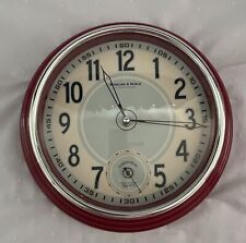 Reloj de pared Sterling & Noble Clock Co. 12"" estilo retro rojo cromado comedor FUNCIONA segunda mano  Embacar hacia Argentina