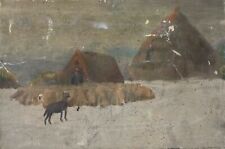Antique Oil Painting, Landscape, Livestock, Farmer, Sheep, Dog for sale  Shipping to Canada