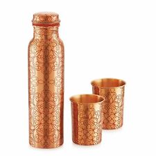 Garrafa de água floral de cobre com 2 copos de cobre 1000 ml, garrafa 300 ml comprar usado  Enviando para Brazil