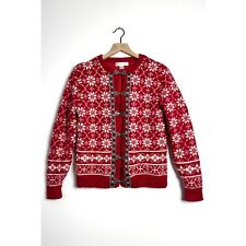 Suéter nórdico vintage casual canto lã de cordeiro fecho vermelho branco tamanho médio comprar usado  Enviando para Brazil