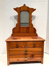 ANTIQUE SMALL 18" WOOD CHEST OF DRAWERS W/MIRROR CRAFTED SALESMAN SAMPLE?,PINE for sale  Shipping to South Africa