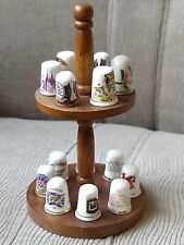 Set of 14 Thimbles on Wooden Circular Stand for sale  DERBY