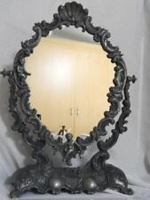 Vintage Ornate Oval Pewter? Pedestal Dresser Top Cheval Vanity Mirror W Cherubs for sale  Shipping to South Africa
