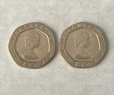 Usado, 2 1982 20 peniques moneda rara coleccionables Reino Unido Queen Elizabeth segunda mano  Embacar hacia Argentina