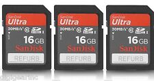 Lote Qtde 3 de SanDisk 16GB SD Full HD cartão de memória flash C10 recondicionado de fábrica, usado comprar usado  Enviando para Brazil