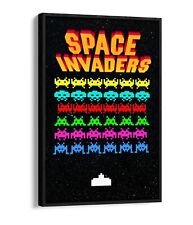 JOGO ARCADE RETRÔ SPACE INVASORES - EFEITO FLUTUANTE LONA ARTE DE PAREDE FOTO IMPRESSÃO - PRETO, usado comprar usado  Enviando para Brazil