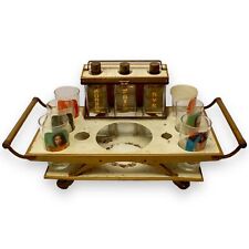 Vintage Mid Century Modern Tabletop Rolling Bar Cart - Sexy Women on Glasses for sale  Shipping to South Africa