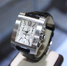 Relógio cronógrafo Montblanc Profile 7049 masculino pulseira de couro preto SS comprar usado  Enviando para Brazil