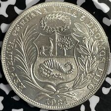 Lote de 1 sol Perú 1934 #D6924 ¡Moneda de plata grande! ¡Alto grado! ¡Hermoso! segunda mano  Embacar hacia Argentina
