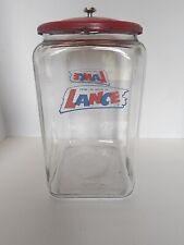 Vintage Lance Glass Display Counter Cookie Cracker Jar w Original Red Lid 13", used for sale  Pomona Park