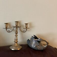 Brass candlelabra swan for sale  WOKING
