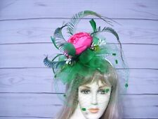 Usado, Chapéu Kentucky Derby fascinador rosas verdes e rosa, chapéu festa chá, chapéu igreja comprar usado  Enviando para Brazil