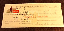 Old Vintage Original Mt. Vernon Coca Cola Bottling Company Check # 3575 1944 for sale  Shipping to South Africa