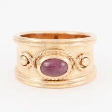 Vintage Clogau 9Ct Welsh Gold And Ruby Byzantine / Etruscan Style Band / Ring , used for sale  POLEGATE