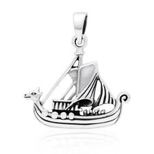 925 Sterling Silver Viking Boat Ship Longboat Norse Solid Pendant for sale  Shipping to South Africa