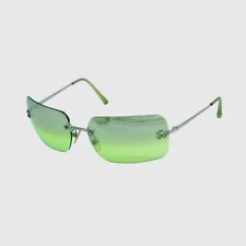 Używany, CHANEL 4017 CC Logo Zielone bezramkowe okulary przeciwsłoneczne Vintage lata 90. 00s na sprzedaż  PL