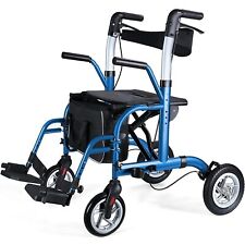 Healconnex 2 in 1 Rollator Walker Medical Wheel Chair Seat Folding Footrests for sale  Shipping to South Africa