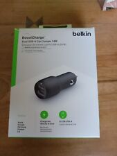 Carregador de carro Belkin BoostCharge 24W duplo USB-A carga rápida LED CCB001btBK, preto comprar usado  Enviando para Brazil