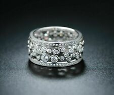 Lindo anel de casamento folheado a ouro branco 14 quilates com diamante criado em laboratório redondo bolha comprar usado  Enviando para Brazil