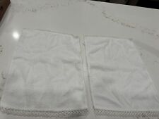 Vintage White Terry cloth Fingertip Towels Trimmed In Tatting for sale  Shipping to South Africa