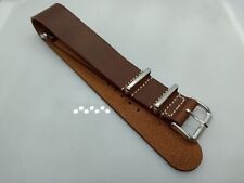 New Geckota Zuludiver 22mm Genuine Leather Brown Zulu Military Watch Strap YA41 for sale  Shipping to South Africa