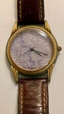 Relógio fóssil masculino vintage com mostrador de mapa e pulseira de couro comprar usado  Enviando para Brazil