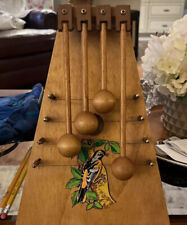 Vtg Door Harp 4 string  Wooden Hand-Painted  Birds with  tropicsl leaves., used for sale  Shipping to South Africa