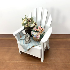 Cadeira de madeira branca resina gato flores balde jardim estatueta caixa de música, vintage comprar usado  Enviando para Brazil