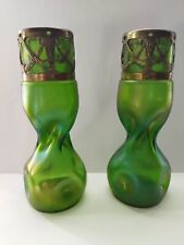 Pair Jugendstil Art Nuveau iridescent glass Vases Carl Stolzle 1900 Loetz style  na sprzedaż  PL