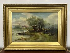 English Landscape Antique oil on Canvas in gilt frame. Signed & Dated 1897 for sale  Shipping to South Africa