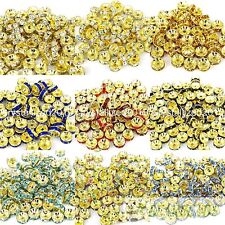 Czech Crystal Rhinestones Gold Rondelle Spacer Beads 4mm 5mm 6mm 8mm 10mm 12mm, used for sale  Shipping to South Africa