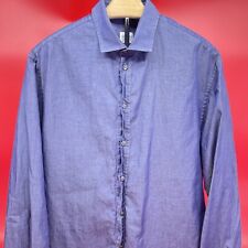 Usado, Camisa social casual grande Armani Collezioni manga longa botão para baixo azul comprar usado  Enviando para Brazil