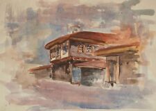Pintura em aquarela vintage impressionista casa de paisagem comprar usado  Enviando para Brazil