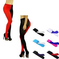 Women Color Blocks Tights Full Footed Pantyhose Two Toned Jester Cosplay Costume for sale  Shipping to South Africa