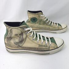 Zapatillas altas Converse 100 Dollar Bill para hombre 11 mujeres 13 con cordones estampado de dinero segunda mano  Embacar hacia Argentina