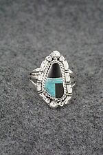 Turquoise, Onyx & Sterling Silver Ring - James Manygoats - Size 9.5 for sale  Shipping to South Africa