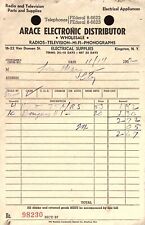 Arace distribuidor electrónico suministro eléctrico Kingston Nueva York 1962 recibo de factura segunda mano  Embacar hacia Argentina