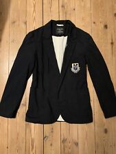 KATE MOSS TOPSHOP JACKET BLACK BLAZER  SCHOOL LEAVERS BOYFRIEND CRESTED BADGE 8 for sale  Shipping to South Africa