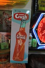 RARE ENJOY ORANGE CRUSH SODA POP VERTICAL EMBOSSED METAL SIGN BOTTLE STORE GAS, used for sale  Shipping to South Africa