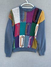 Suéter feminino vintage mistura de concreto grande bloco de cor azul malha grossa comprar usado  Enviando para Brazil