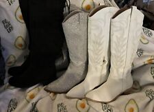 Usado, Lote de 3 pares de botas tamanho 7, cowboy branco e brilho + costas sobre o joelho comprar usado  Enviando para Brazil