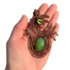 Handmade Green Dragon Agate Pendant Wire Wrapped Crystal Jewelry Unique Gift for sale  Shipping to South Africa